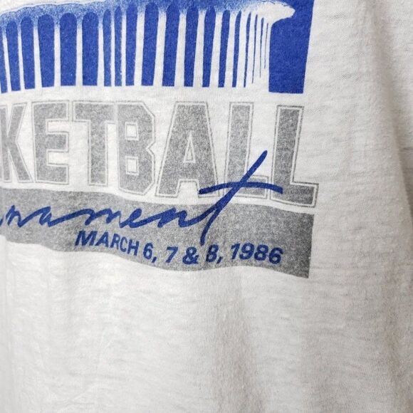 PC22 Basketball Tournament T Shirt Vintage 80s 1986 High School Ringer Tee - Picture 2 of 6